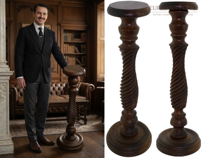 Drewniany postument XL vintage – piedestał kwietnik